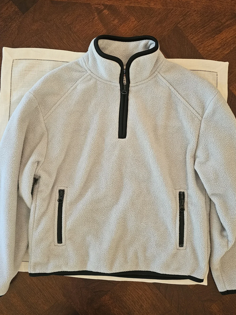 Old Navy Fleece 1/4 Zip Pullover Sweater Light Gray Mock Neck Girls Boys M 8-9